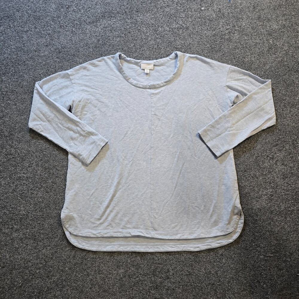 J Jill Top Womens Size Medium Blue Pima Round Neck Long Sleeve Casual Capsule
